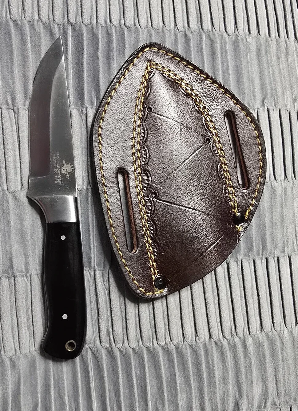 970 BladeWorks Hand Forged Fixed Blade Cross Sheath Black  Handle Made In USA🔥